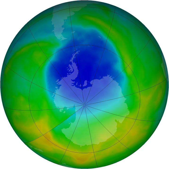 Antarctic ozone map for 16 November 2014